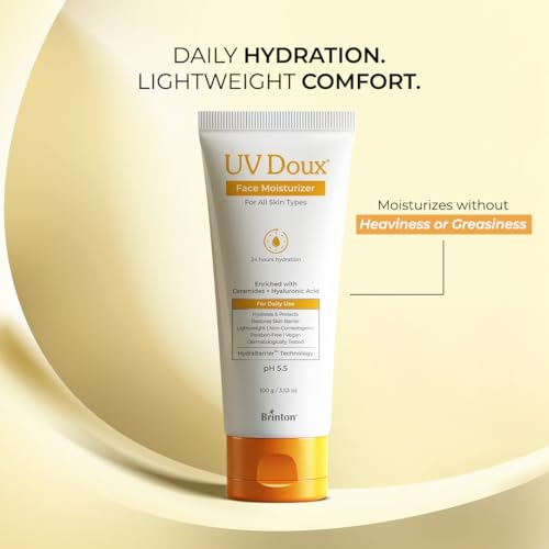 Image of UV Doux Face Moisturizer for All Skin Types | Lightweight, Non-Greasy Hydration with Aquaxyl & Emollients | Long-Lasting Moisture, Soft & Smooth Skin | Dermatologist-Tested - 100g