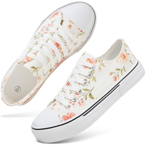 Image of hash bubbie White Sneakers for Women Low Top Canvas Shoes Womens Canvas Sneakers Women's Fashion Sneakers Slip on Casual Tennis Shoes
