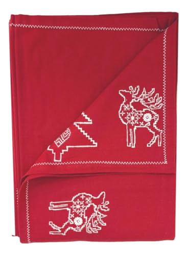 Ragged Rose Christmas Table Cloth, Festive Linen Tablecloth with Nordic Style Prints for Living Room & Kitchen - Image 2