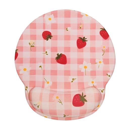 Ksriylm Lily Floral Mouse Pad Wrist Support Wrist Rest, Flower Ergonomic Mouse Pad with Non-Slip Base for Office Gaming Working Computers,Desk Accessories Pain Relief Mouse Mat, Plaid