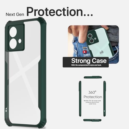 Image of Outlouders Back Cover for Motorola Moto Edge 40 Neo | Ultra Hybrid Transparent | Full Camera Protection | Raised Edge | Crystal Clear Bumper Case (Green)