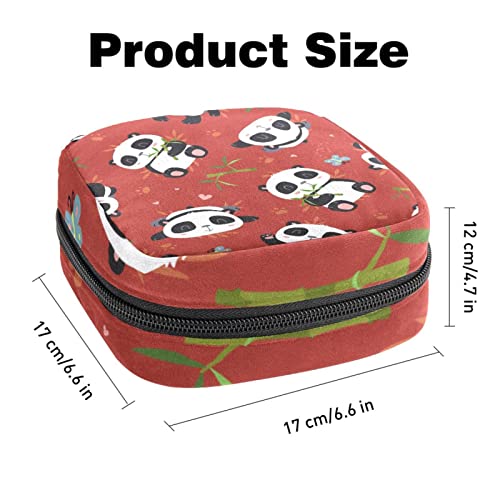 Period Bag Sanitary Napkin Storage Bag Travel Tampons Collect Bag Feminine Care Sanitary Organizer For Teen Girls School Travel Office, Panda With Red #TOP2