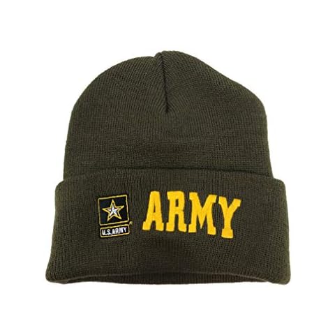 Capsmith Army Green Offically Licensed 03693977ARZ US USA Star Embroidered Beanie Cap Stocking Hat Military Cover