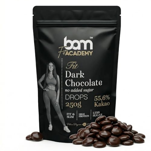 BAM Pépites de Chocolat Noir Sans Sucre – Pépites de Chocolat pour Pâtisserie, Fontaine Chocolat, Chocolat Noir Cuisiner – 250 g