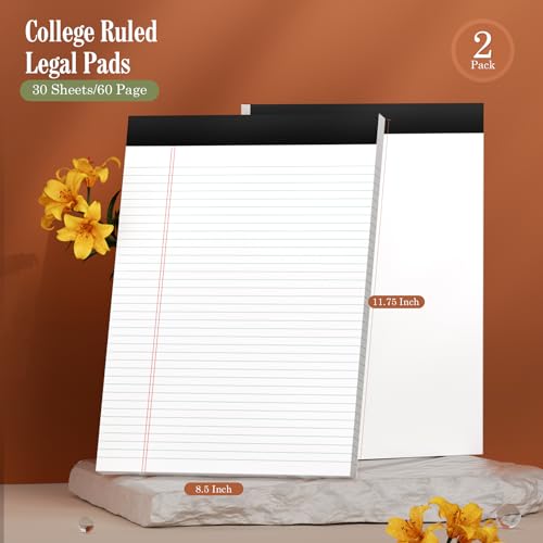 Legal Pads 8.5 x 11 Note Pads, 2 Pack Notepad 8-1/2 x 11 Legal Pad, 30 Sheets/Pad, Legal Pads 8.5 x 11 College Ruled Thick Writing Paper Lined Tablets Paper Pads Notepads for Work  image 2