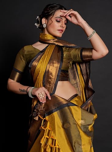 Image of Avantika Fashion Women's Woven Cotton Silk Art Silk Banarasi Saree With Blouse Piece