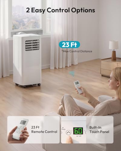 Image of EUHOMY 8000 Btu Portable Air Conditioners, 3 in 1 Portable AC with Cool, Dry, Fan Modes, Quiet Air Conditioners with 24H Timer & Sleep Modes, with Remote, for Bedroom, Apartments up to 350 Sq.Ft