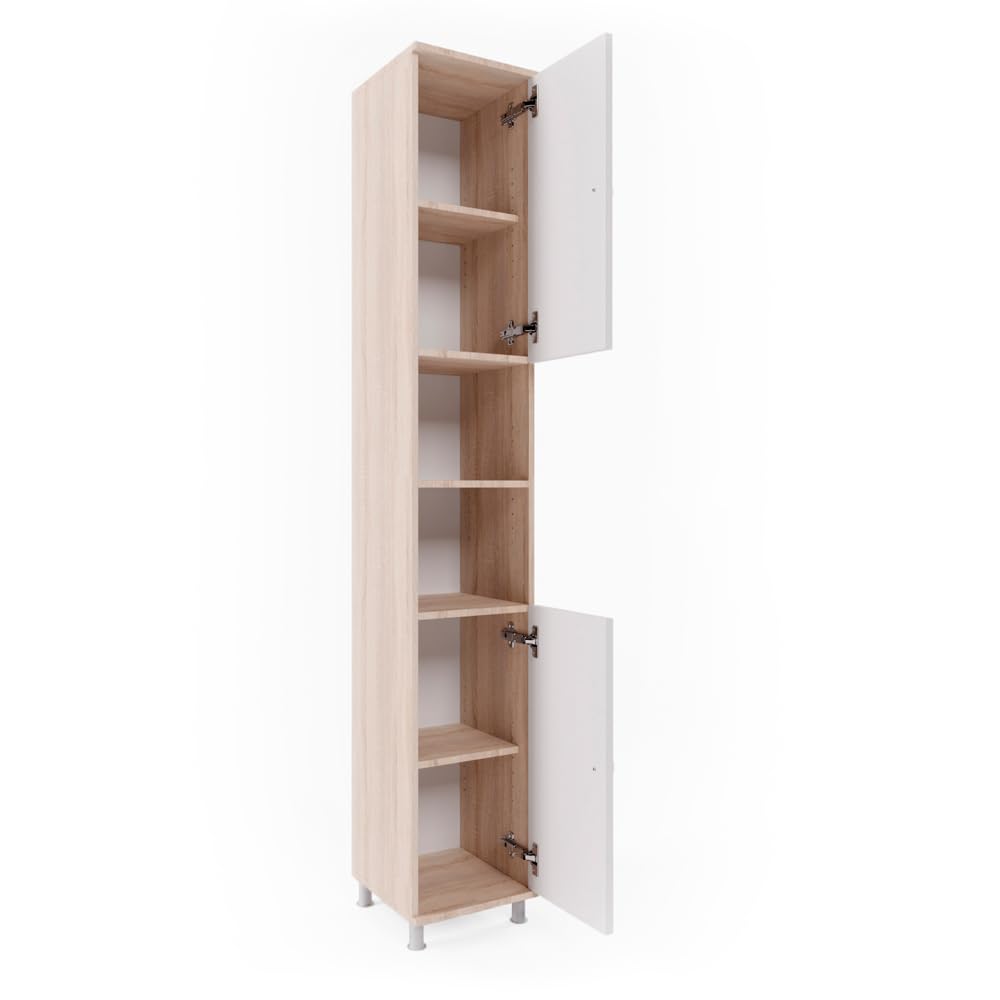 Vicco Armario de baño Fynn, Blanco/Sonoma/Sonoma, 30 x 190 cm