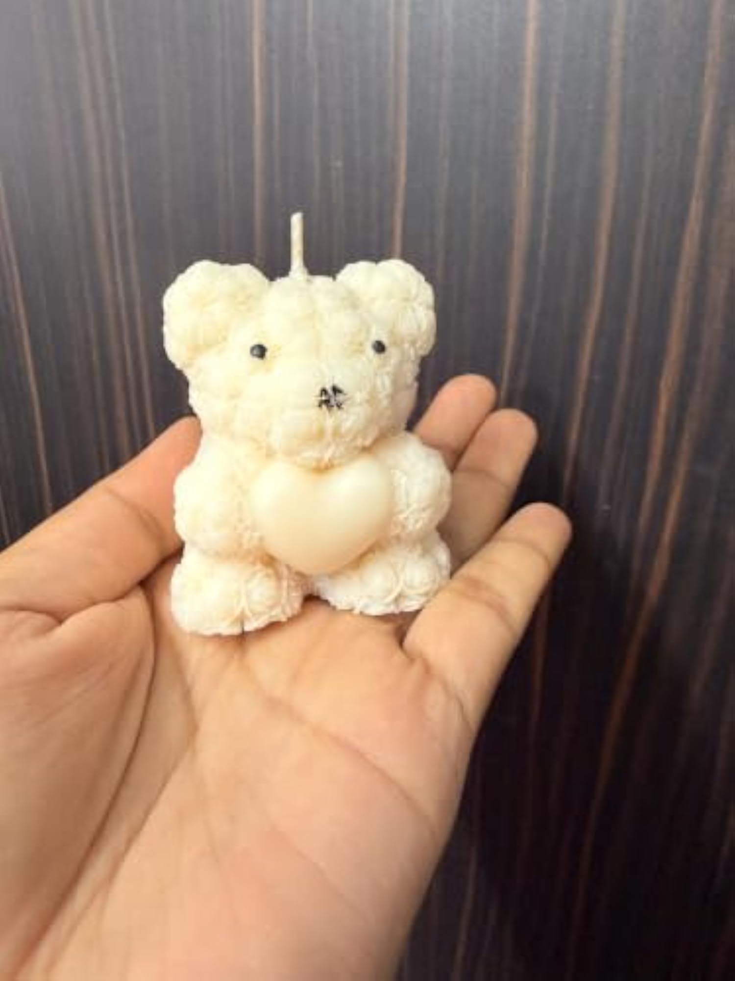 Teddy Bear Shaped Decorative Candle, Handcrafted Floral Texture