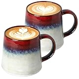 Comodidad ergonómica: con el asa grande, la taza de té con asa se adapta especialmente bien a la mano. La taza de café grande es cómoda de sostener y segura de usar gracias a la parte inferior antideslizante. El agarre cómodo y el soporte estable garantizan una mayor facilidad de uso para el disfrute diario de café o té.