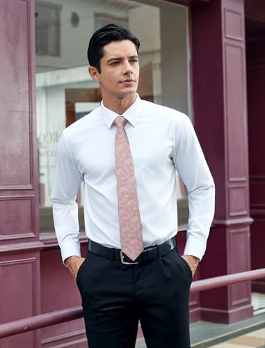 Image of HISDERN Men Floral Ties Woven Classic 3.4 inch Necktie Set Formal Tie Pocket Square for Wedding with Handkerchief Gift Box