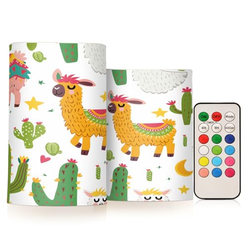 ALAZA Many Sheep Flickering Flameless Candles Battery Operated with Remote Timer,Tea Light Candles LED Pillar Votive Candles set of 2 for Outdoor Indoor Decorations63