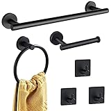 [Material]: El toallero de baño está hecho de acero inoxidable SUS 304 con acabado negro mate. Es muy duradero, resistente a la corrosión y fácil de limpiar.