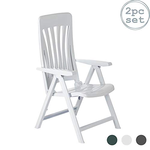 resol Blanes multifunción Plegable-posición Garden sillón - de plástico de Color Blanco - Unidades 2 sillas