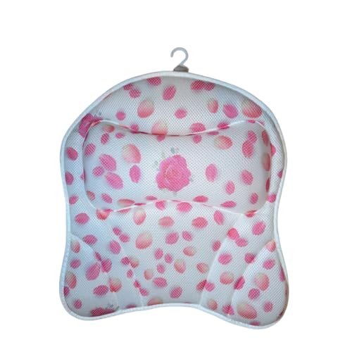 Petalique Luxury Bath Pillow for Tub. Air Mesh Fabric, Quick-Dry with Hanging Loop, Head & Neck Support, Gift-Boxed Rose-Petal Design for Women, Mom, Wife, Girlfriend (Pink Rose Petals)