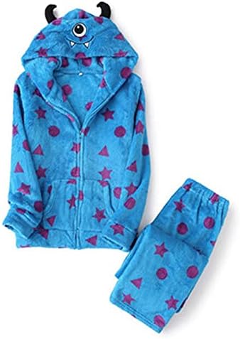 XIAOHESHOP Women Pajamas Set Soft Sleepwear Pjs Coral Fleece Pajamas Set Kawaii Pajamas Home Wear Hooded Cap Pants Set PJ Set Loungewear Sleepwear (Color : F, Tamanho : L Size)