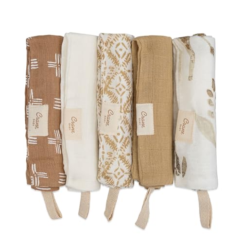 Image of Crane Baby Wash Cloth Set, 100% Cotton Baby Washcloths, Set of 5 Baby Washcloths, Safari Animal Theme, Baby Washcloths for Newborn, Muslin Baby Washcloths, Newborn Baby Gift, Baby Registry Gift
