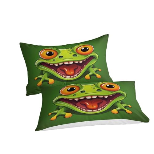 Parure de couette 220x240 grenouille avec 2 taies d'oreiller grand lit