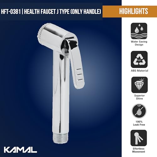Image of Kamal Stylish Health Faucet Eco (Only Handle) | Toilet Hand Jet Spray | Chrome Finish - Silver (Pack of 1)