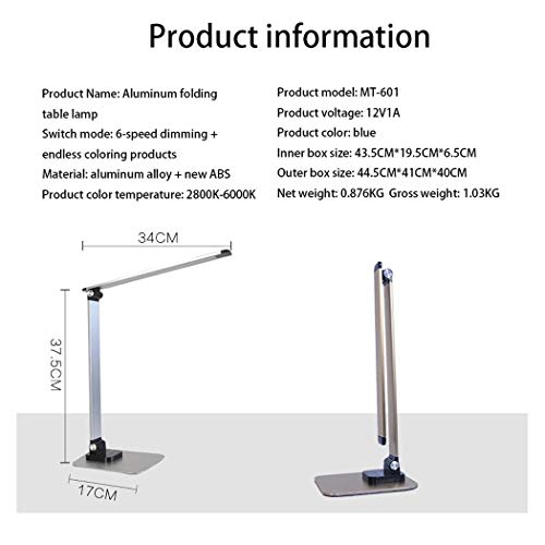 Lampe de bureau LED pliable avec 3 modes et 6 niveaux d'intensité - 4