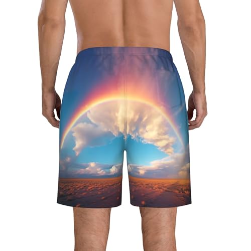 Colorful Rainbow Print Mens Casual Shorts Drawstring Summer Beach Stretch Shorts Novelty Swimtrunks3