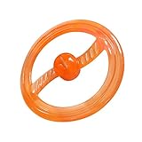 Rubber Frisbee Flying Dog Frisbee Toy Easy Catch Dog Flyer with Treat IQ Hole Tug of War Toys - Orange