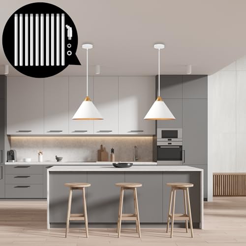 Image of 10 Pieces 12-inch M10 Threaded Extension Poles Lighting Fixture Downrods Stems & 180 Degrees Sloped Ceiling Adapter Kits for Pendant Light, Island Lighting, Chandeliers (White)