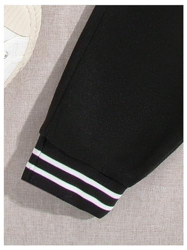 Image of SweatyRocks Boy's 2 Piece Clothing Set Striped Button Up Jackets and Sweatpants Set Black 8Y