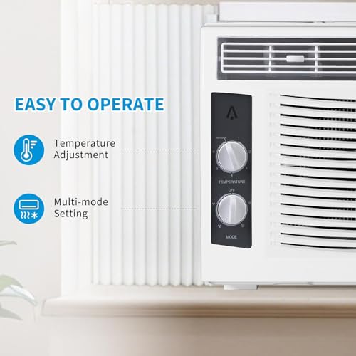 Image of 5000 Btu Window Air Conditioner, WiFi & App Control, Ultra Quiet, Enabled Saddle Window AC Unit Cools Up to 300 Sq. ft, Cooling, Dehumidifier, Flexible for Home /Office