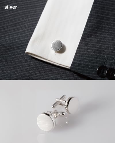 Image of [TAVARAT] Cufflinks for Men cuff links mens classic round shape Black Silver Light Gold Tps-177