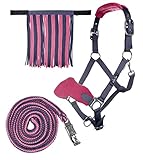 Marca: HKM HKM 10734 - Juego de Cabestro para Flecos (180 cm, Gancho de pánico, Pony VB WB)