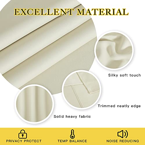 NICETOWN Beige Blackout Sliding Door Curtains for Bedroom - Grommet Blackout Room Darkening French Door Sound Reducing Thermal Curtain Window Treatment for Living Room (W100 x L95, 1 Panel)