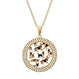 STVNKML Collar de pastor alemán para mujer, colgante de círculo, collar de joyería de moda con dije de disco de diamante para aniversario, día de San Valentín, regalo de Navidad para mamá y esposa