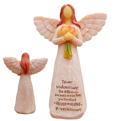 Retired Angel Figurine, Decorative Angel Sculpture | Colorful Angel Statue, 14cm Retirement Party Decoration, Home Decor Table Collection, Studio