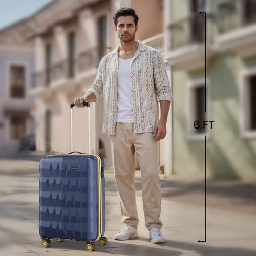 Image of Aristocrat Polycarbonate Spinner Comet Cabin Trolley Bag 56cm|Small|Hard Luggage| Smooth 8-Wheel Suitcase|Combination Lock with Sturdy Zipper|Full Fabric Convipack|3-Year International Warranty (Blue)