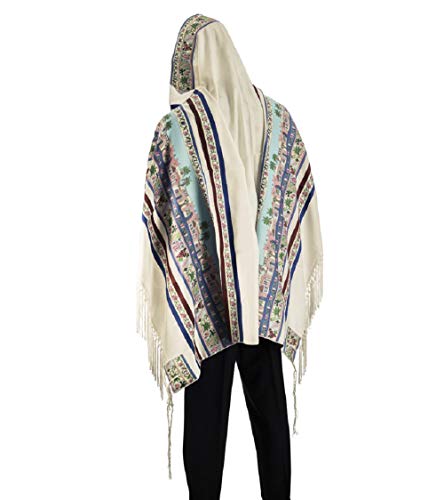 Tallit 100% laine châle de prière juif juif traditionnel modèle Seven Species