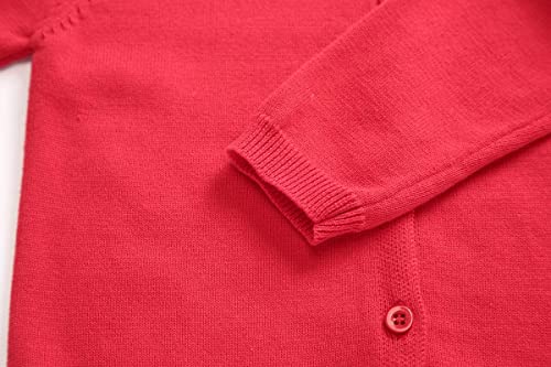 Image of Little Girl Knit Cardigan Sweater - Toddler Button Down School Uniforms Cardigan