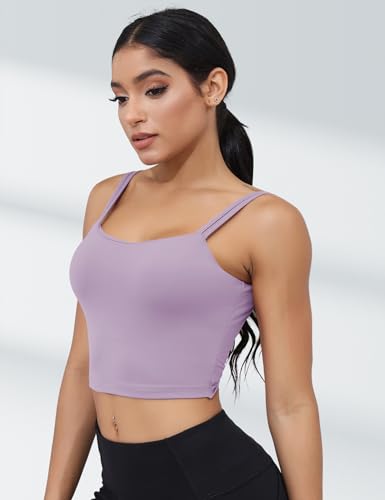 Image of LUYAA Womens Workout Sports Bras Backless Padded Yoga Tank Tops Crop Twist Low Back Cami Bra for Gym