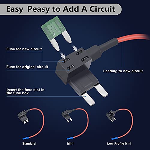 Mulwark 349Pc Car Fuses Assortment Kit & Add-A-Circuit Fuse Adapter- Standard & Mini & Low Profile Mini Automotive Fuses Set (2A 5A 7.5A 12A 15A 20A 25A 30A 35A 40A), For Car Boat Truck Suv Rv #TOP2