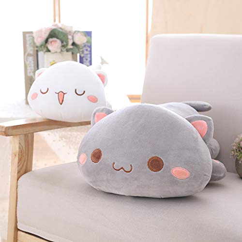 Jensquaify Cat Plush Hugging Pillow, Soft Kitten Plush Cat Stuffed Animals Toy Gifts For Kids (Grey Squint Eyes, 19.6") #TOP4
