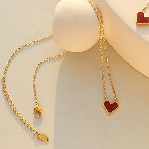Godyce Love Heart Pendant Necklace Enamel Stainless Steel Chain For Women Girls Preppy Jewelry #TOP4