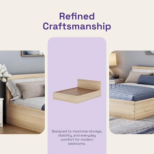 Image of Wakefit Bed | 1 Yr Warranty | Bed Queen Size, Comes with Storage Box, Noise-Free, Density: 680-750 kg /m, Termite & Borer Resistant, Fits Mattresses Up to 8 Inches (Taurus 78 x 72 - Mouldou Acacia)