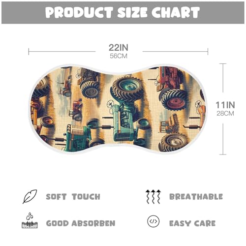 Muslin Burp Cloth for Baby 4PCS Vintage Farm Tractors Super Absorbent Burping Cloths, Bibs for Newborn Boys Girls4