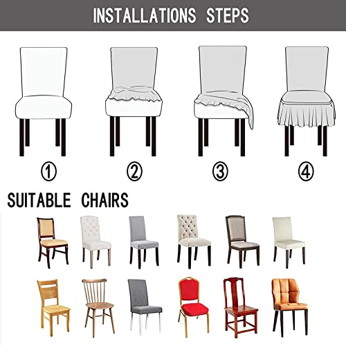 Chaises usées masquées par 6 housses de protection imprimées blanches - 6
