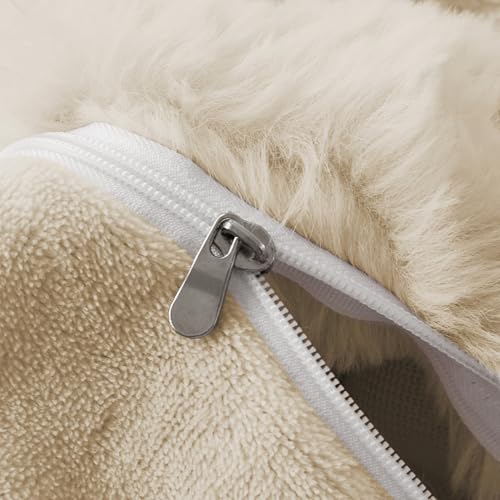 YASMENG Plüsch Bettwäsche 200x220 Winter Warm Beige Langhaar Bettwäsche Winter Super Weich Flauschig Kaninchenfellimitat Bettbezug Set… – Ansicht 5