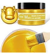 Matio Acrylic Paint Metallic Gold, 120ML Pearlescent Effect Gold Paint, Non Toxic Non Fading Gold...