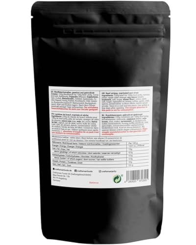 Craftsman Beef Jerky Barbecue 250g (5 x 50g) | Trockenfleisch aus Deutschland - Bayern | American Jerkey Set | 100% Rindfleisch | BBQ | Meat Snack MADE IN GERMANY