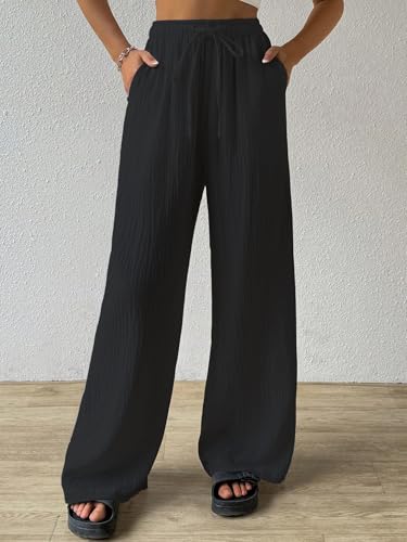 Image of Shasmi Women's Trousers | Wide Leg Casual Pants Featuring a Relaxed Silhouette | Secure fit for All-Day wear | Convenient Side Pockets | Straight-Leg Cut | Elegant Design | Premium (157)