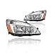 Replacement Headlight Assembly GHDAC03-A2 For 03 04 05 06 07 Honda Accord Headlight Assembly OE Headlamp Replacement, Chrome Housing Clear Lens, One-Year Limited Warranty(Pair,HO2502120&HO2503120)