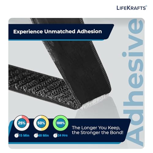 Lifekrafts Self Adhesive Hook Tape & Self Adhesive Loop Tape for Stationary, Pictures, Tools, Household Purposes, Schools and Office (5M*25mm Hook & Loop Tape, Black Color)